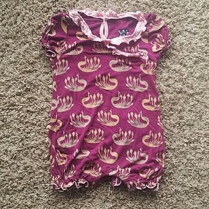 Pink and Purple Ruffle Romper Gold Peacock Detail